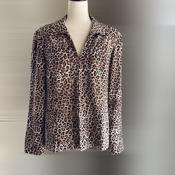 Chico's Leopard-Print Ponte Jacket Black/Brown - Picture 2 of 12